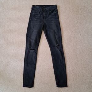 Citizens of Humanity Jeans Womens 24 Black Grey Rocket High Rise Skinny
